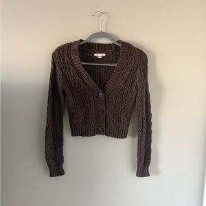 American Eagle Outfitters Dark Brown Cable Knit Cardigan